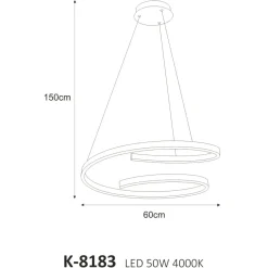 Sklep Kaja Efektowna, czarna lampa wisząca, LED o mocy 50W K-8183 z serii KOLOSO | Kaja Ośw czarny Store