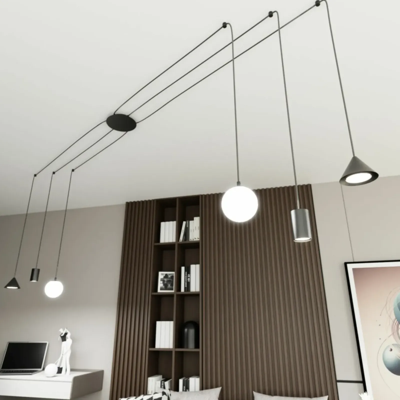 Sklep Kaja Efektowna lampa do podwieszania 1349/6 FUJI 6 BLACK | Kaja Oświetlenie czarny Online