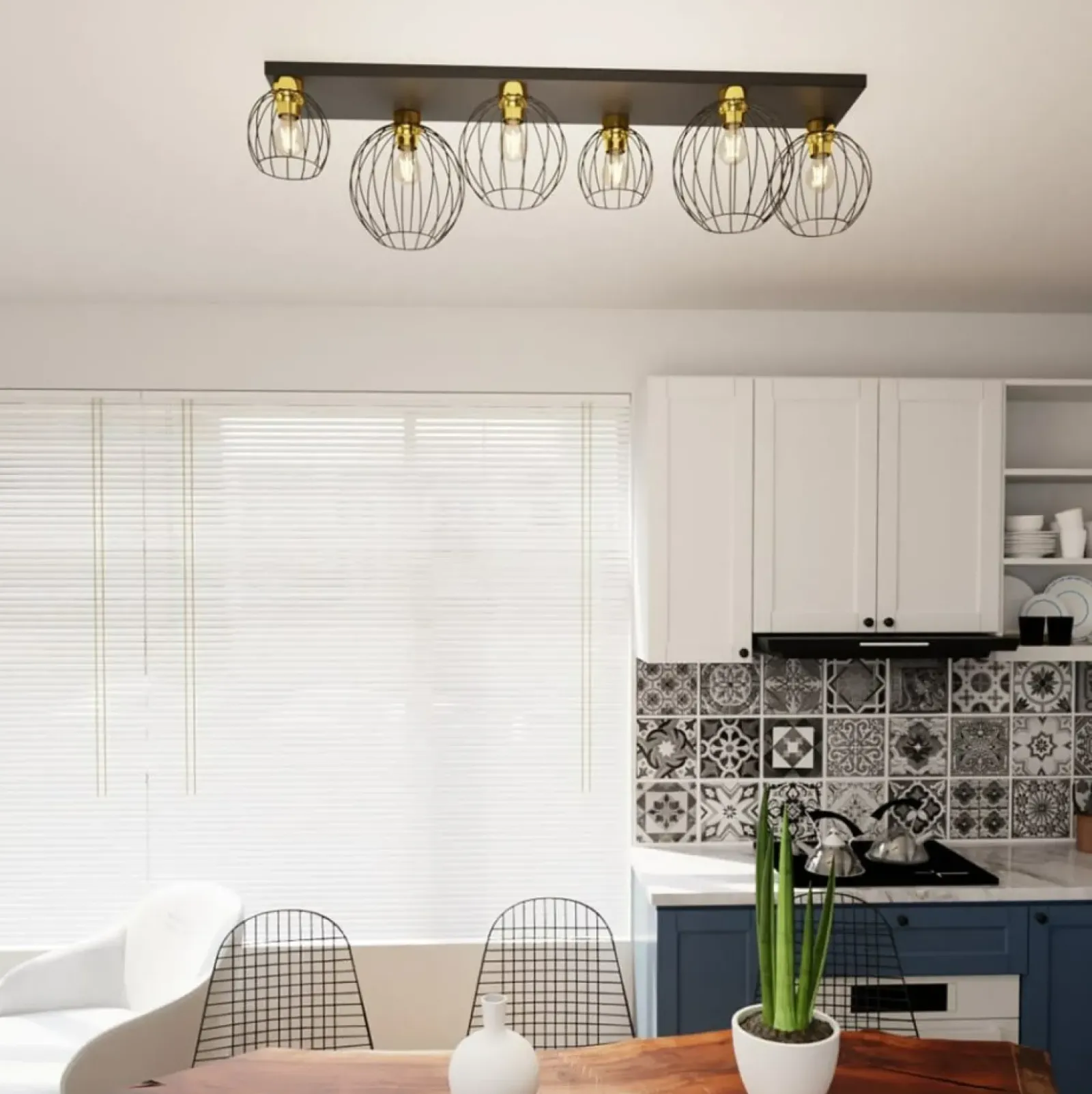 Sklep Kaja Efektowna lampa sufitowa, czarno-złota 1370/6 z serii NEST Sale