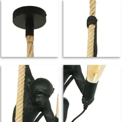 Sklep Kaja Efektowna lampa wisząca w kształcie małpy ABR-KAR-C MONKEY | Kaja czarny Discount