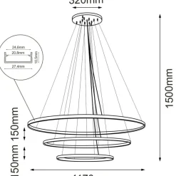 Sklep Kaja Efektowna lampa, złote koła ⌀117cm 4000K ANT 5421 z serii AGA Hot