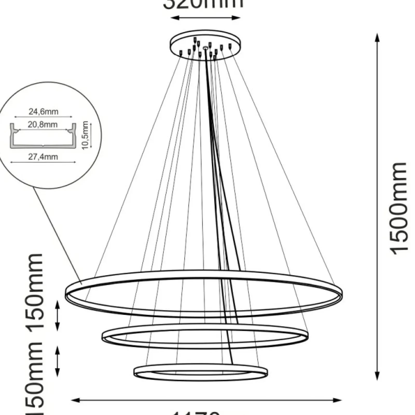 Sklep Kaja Efektowna lampa, złote koła ⌀117cm 4000K ANT 5421 z serii AGA Hot