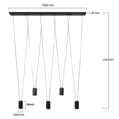 Sklep Kaja Efektowna, liniowa lampa wisząca z tubami LP-432/5P BK TOLEDO | Kaja Sale