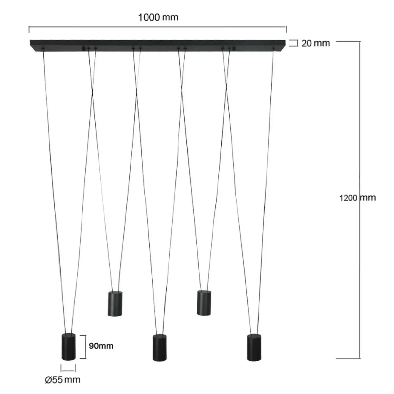 Sklep Kaja Efektowna, liniowa lampa wisząca z tubami LP-432/5P BK TOLEDO | Kaja Sale