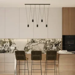 Sklep Kaja Efektowna, liniowa lampa wisząca z tubami LP-432/5P BK TOLEDO | Kaja Sale