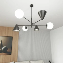 Sklep Kaja Efektowna, nietuzinkowa lampa wisząca 1347/6 HERMES 6 BLACK | Kaja New