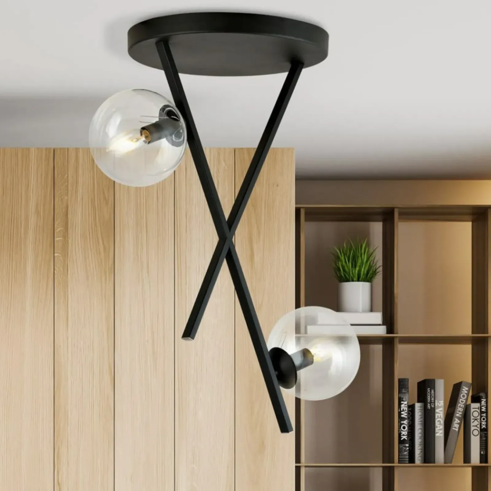Sklep Kaja Eklektyczna lampa - dwa transparentne klosze 1195/2 z serii RIVER czarny Discount