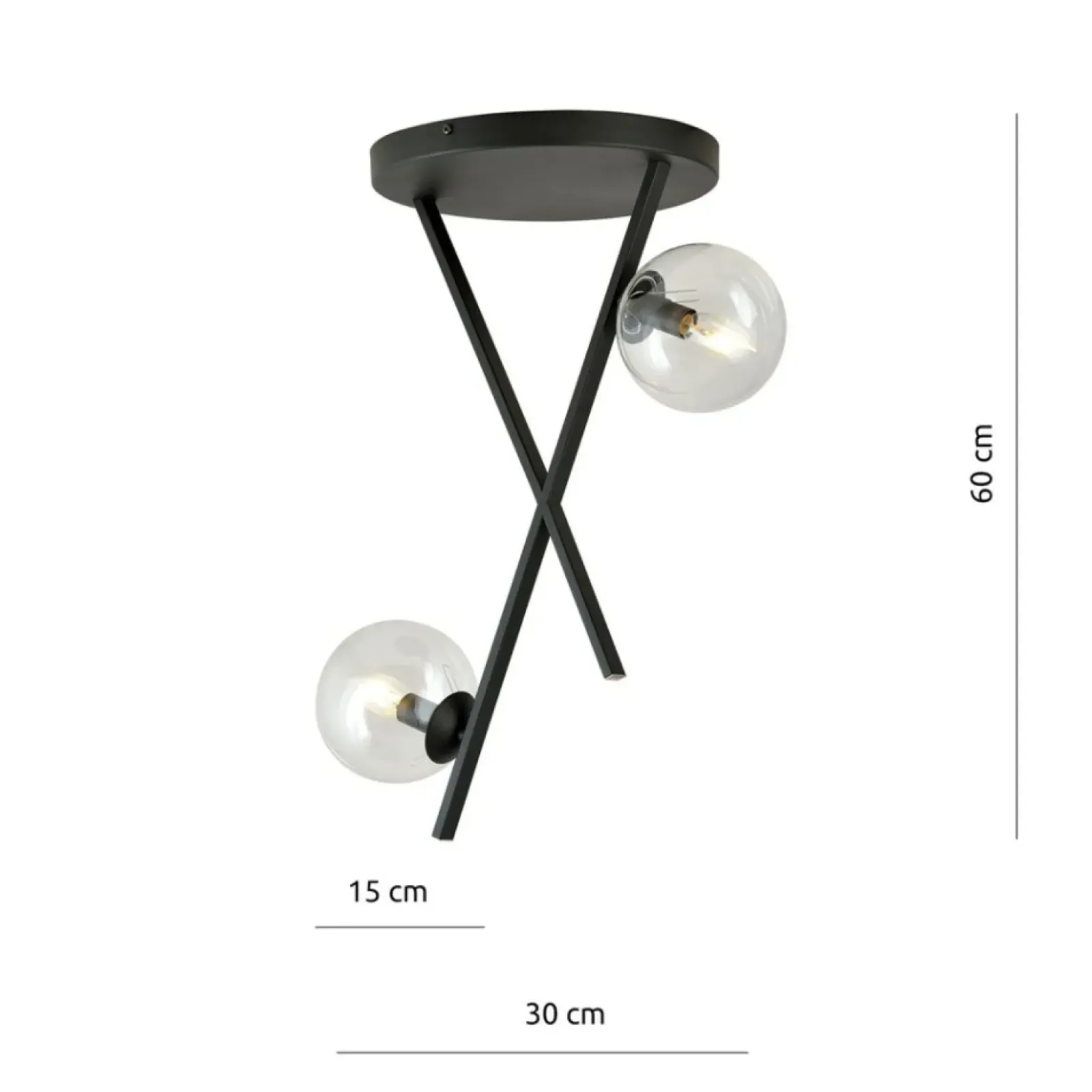 Sklep Kaja Eklektyczna lampa - dwa transparentne klosze 1195/2 z serii RIVER czarny Discount