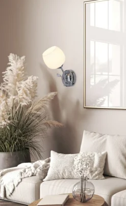 Sklep Kaja Elegancka, chromowana lampa ścienna 21-09425 ESTAR | Kaja Oświetlenie* Kinkiety Tradycyjne
