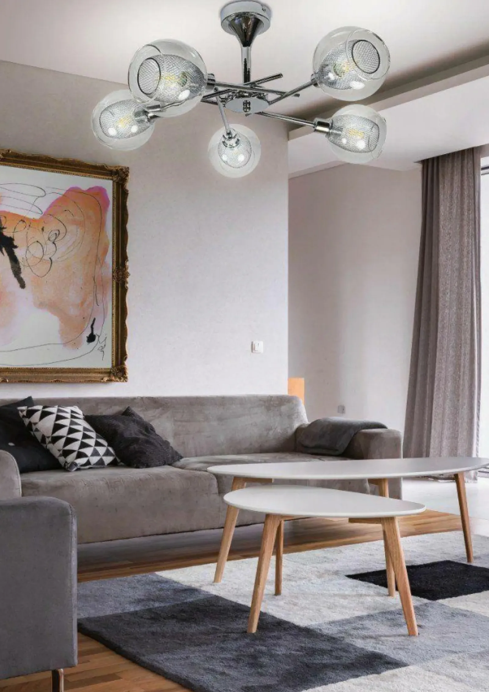 Sklep Kaja Elegancka, chromowana lampa do salonu 35-72252 z serii OZZO | Kaja chromowy Cheap