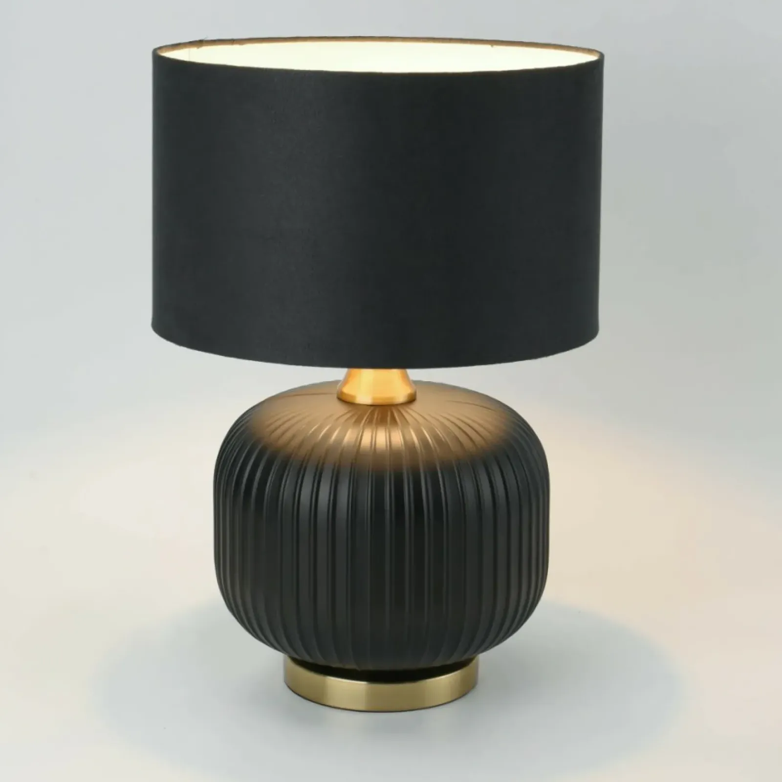 Sklep Kaja Elegancka, czarno-złota lampka stołowa LP-1515/1T SMALL z serii TAMIZA* Lampki Stołowe Z Abażurem|Nowoczesne Lampki Stołowe