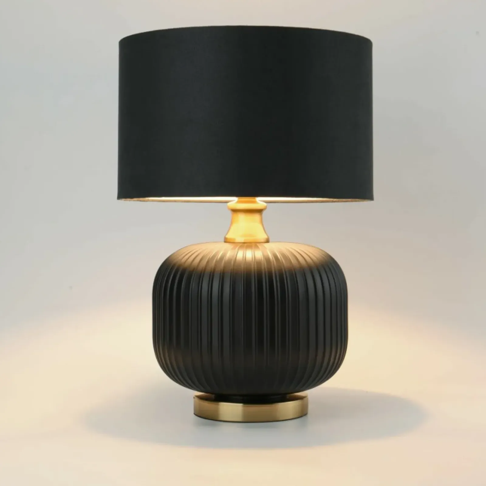 Sklep Kaja Elegancka, czarno-złota lampka stołowa LP-1515/1T SMALL z serii TAMIZA* Lampki Stołowe Z Abażurem|Nowoczesne Lampki Stołowe