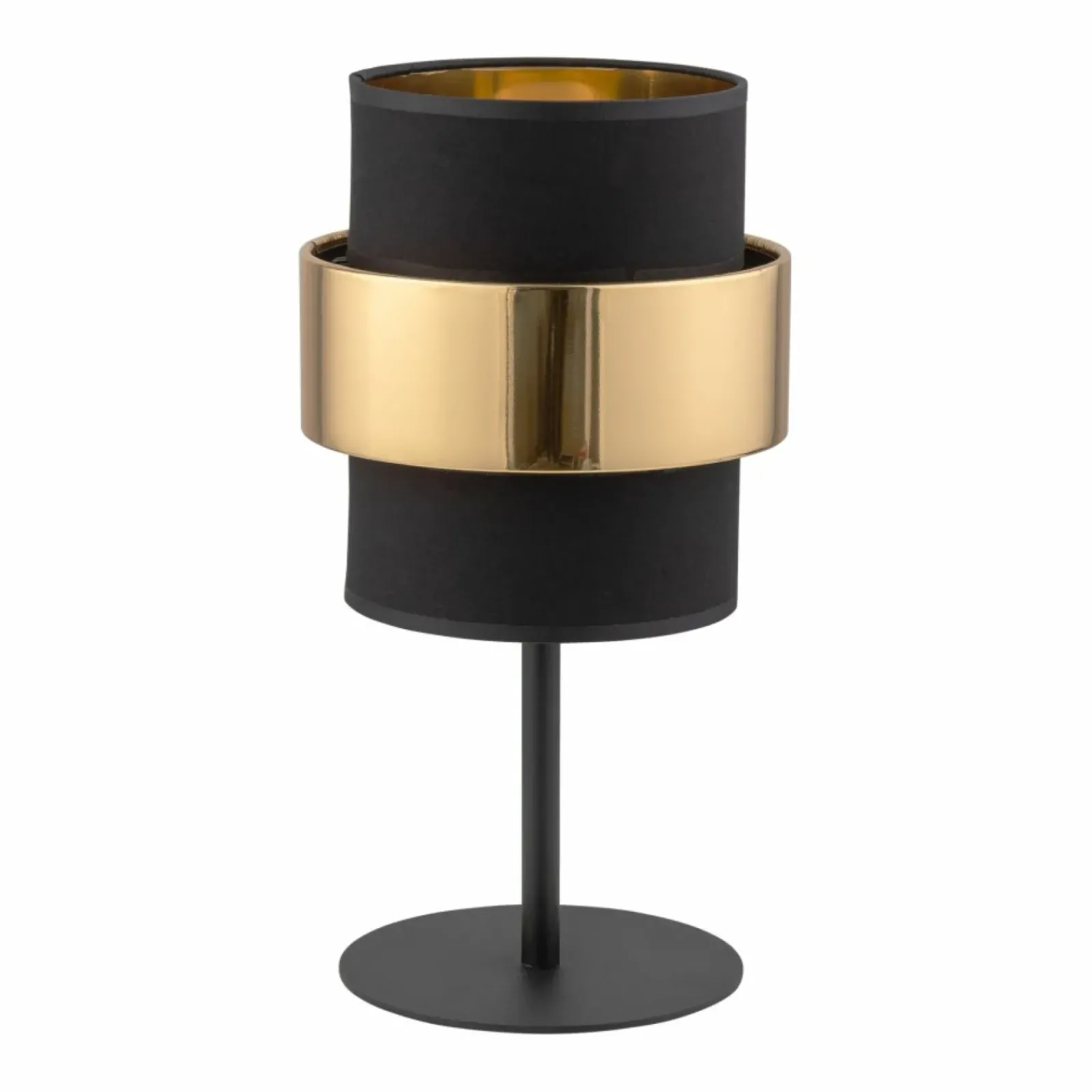 Sklep Kaja Elegancka, czarno-złota lampka nocna TK 4705 z serii CALISTO NEW* Lampki Stołowe Z Abażurem|Nowoczesne Lampki Stołowe