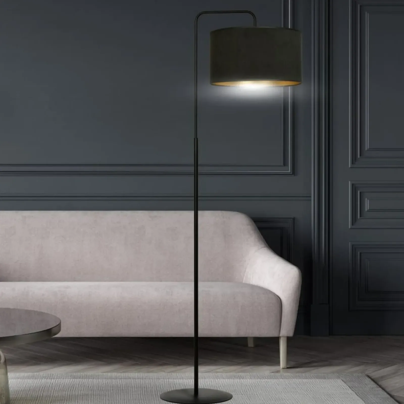 Sklep Kaja Elegancka, klasyczna lampa podłogowa do salonu 1054/LP1 HILDE | Kaja* Lampy Podłogowe Z Abażurem|Tradycyjne Lampy Podłogowe