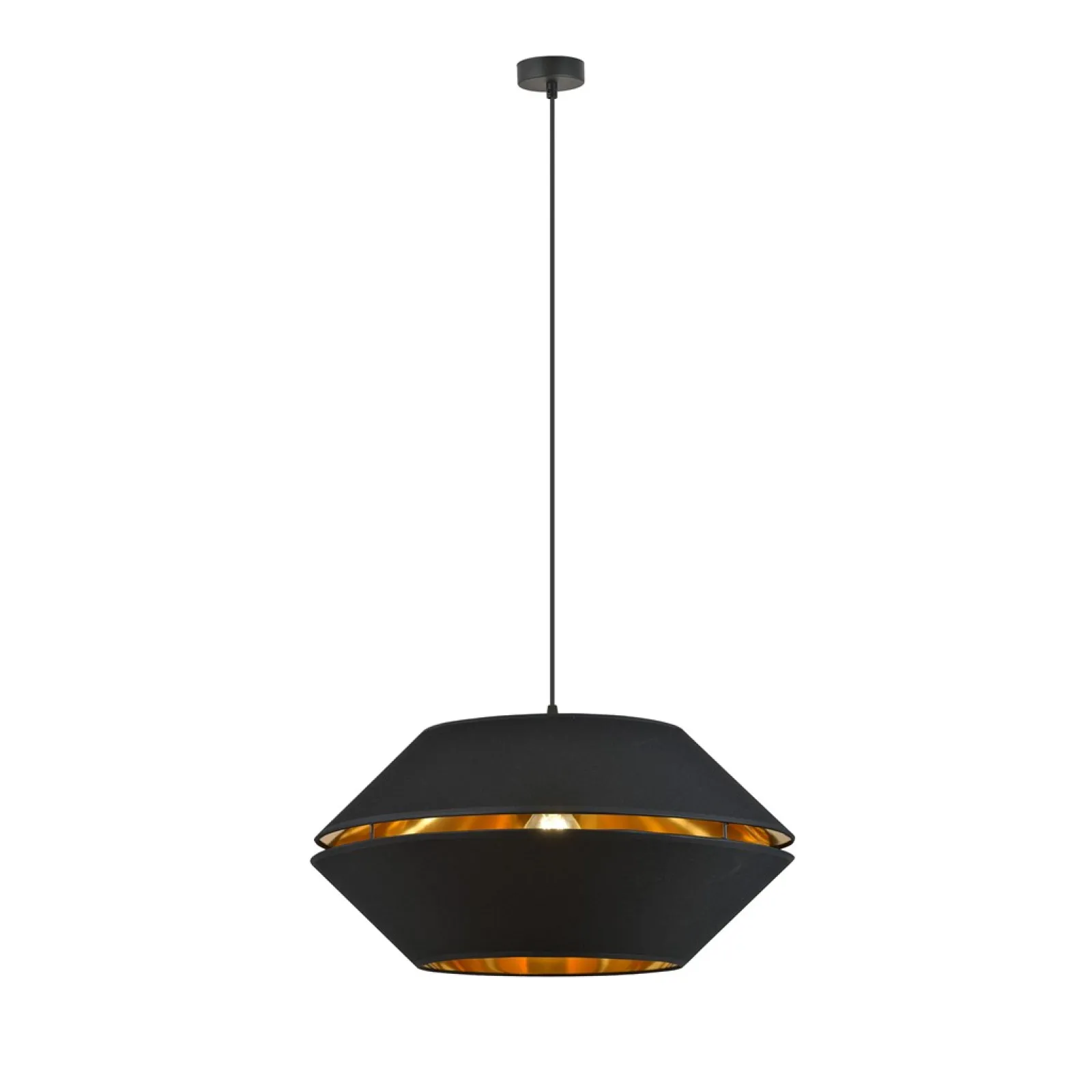 Sklep Kaja Elegancka lampa wisząca z czarno-złotym abażurem 1183/1 z serii PIANO* Żyrandole Z Abażurem