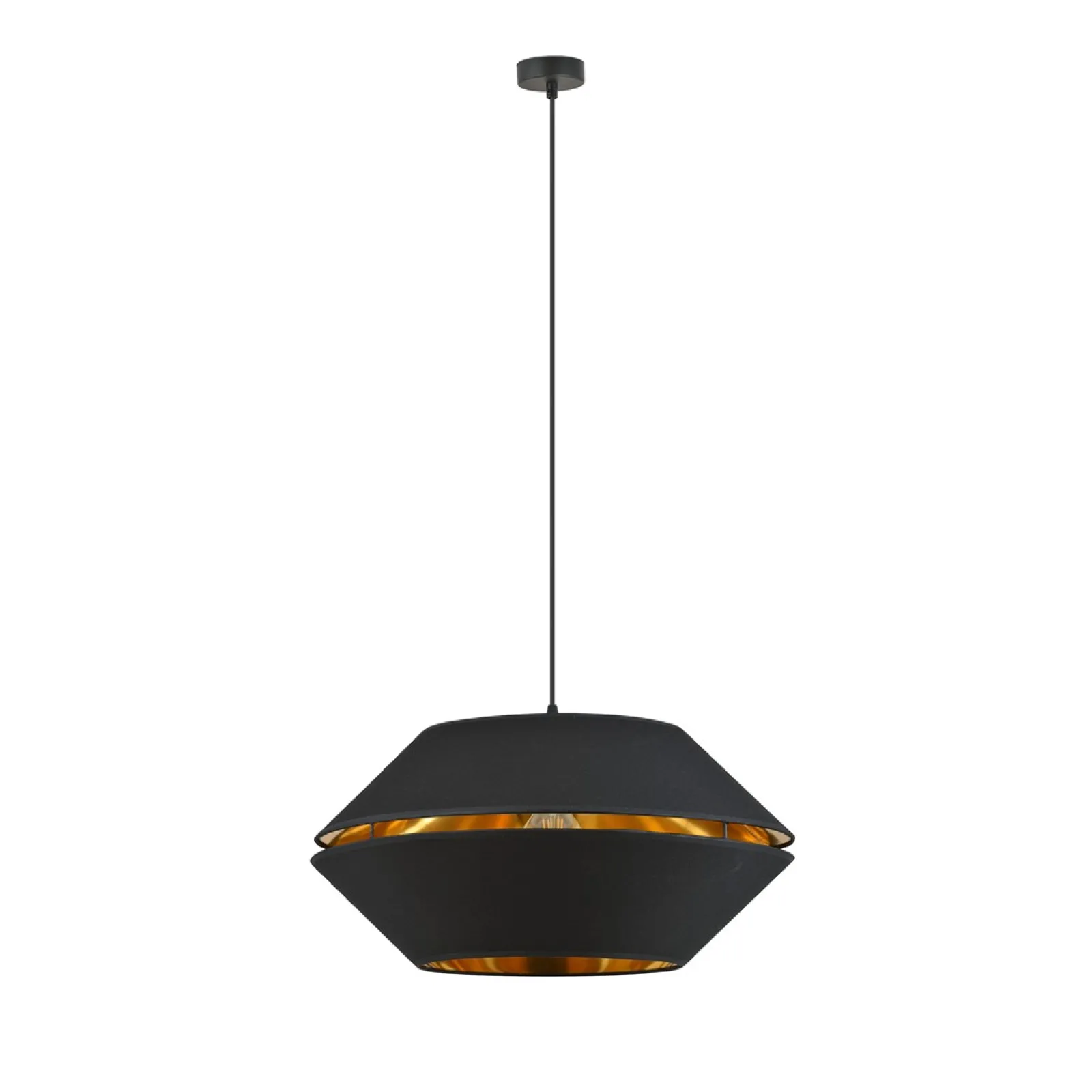 Sklep Kaja Elegancka lampa wisząca z czarno-złotym abażurem 1183/1 z serii PIANO* Żyrandole Z Abażurem