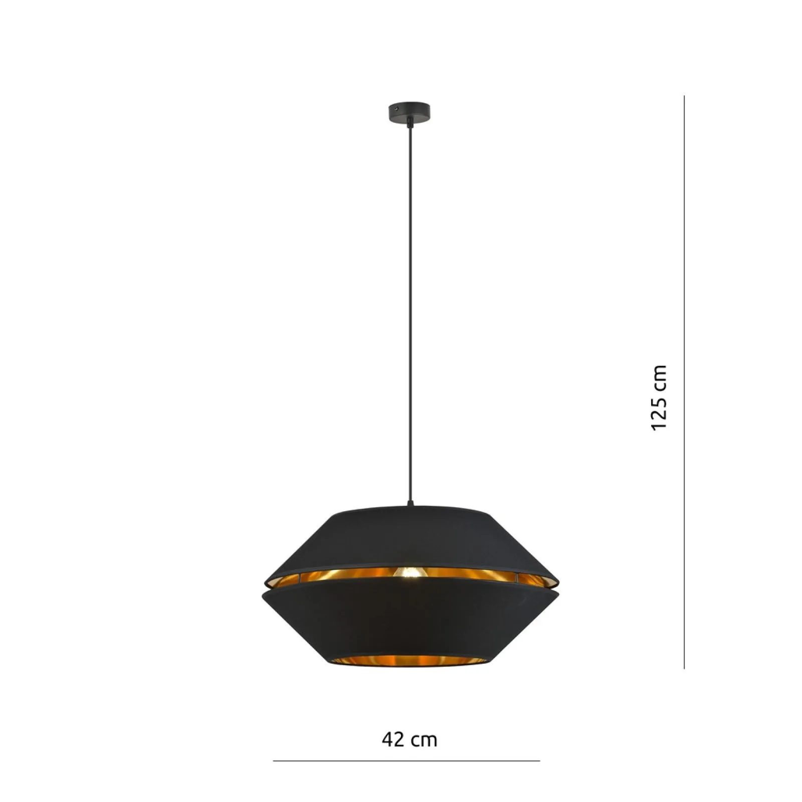 Sklep Kaja Elegancka lampa wisząca z czarno-złotym abażurem 1183/1 z serii PIANO* Żyrandole Z Abażurem