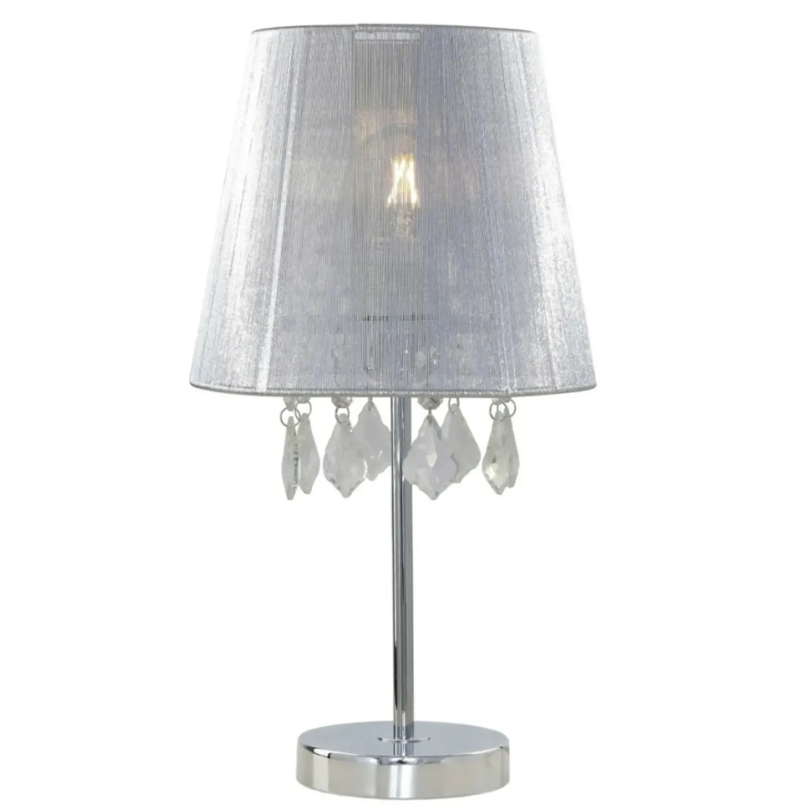 Sklep Kaja Elegancka lampka do sypialni LP-5005/1TS SREBRNA MONA | Kaja* Tradycyjne Lampki Stołowe