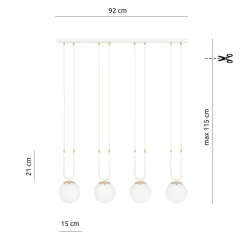 Sklep Kaja Elegancka, prosta lampa wisząca nad stół 1115/4 GLAM | Kaja biały Shop