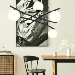 Sklep Kaja Futurystyczna lampa, czarna podstawa, białe klosze 1201/5 z serii ESSA czarny Cheap