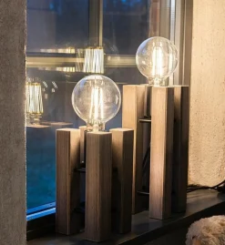 Sklep Kaja Geometryczna, drewniana lampka nocna bez klosza 108757 LODGE | Kaja* Nowoczesne Lampki Stołowe