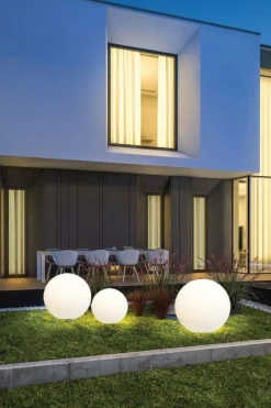 Sklep Kaja Geometryczna kula ogrodowa biała lampa 6977 CUMULUS | Kaja Oświetlenie* Lampy Ogrodowe Stojące