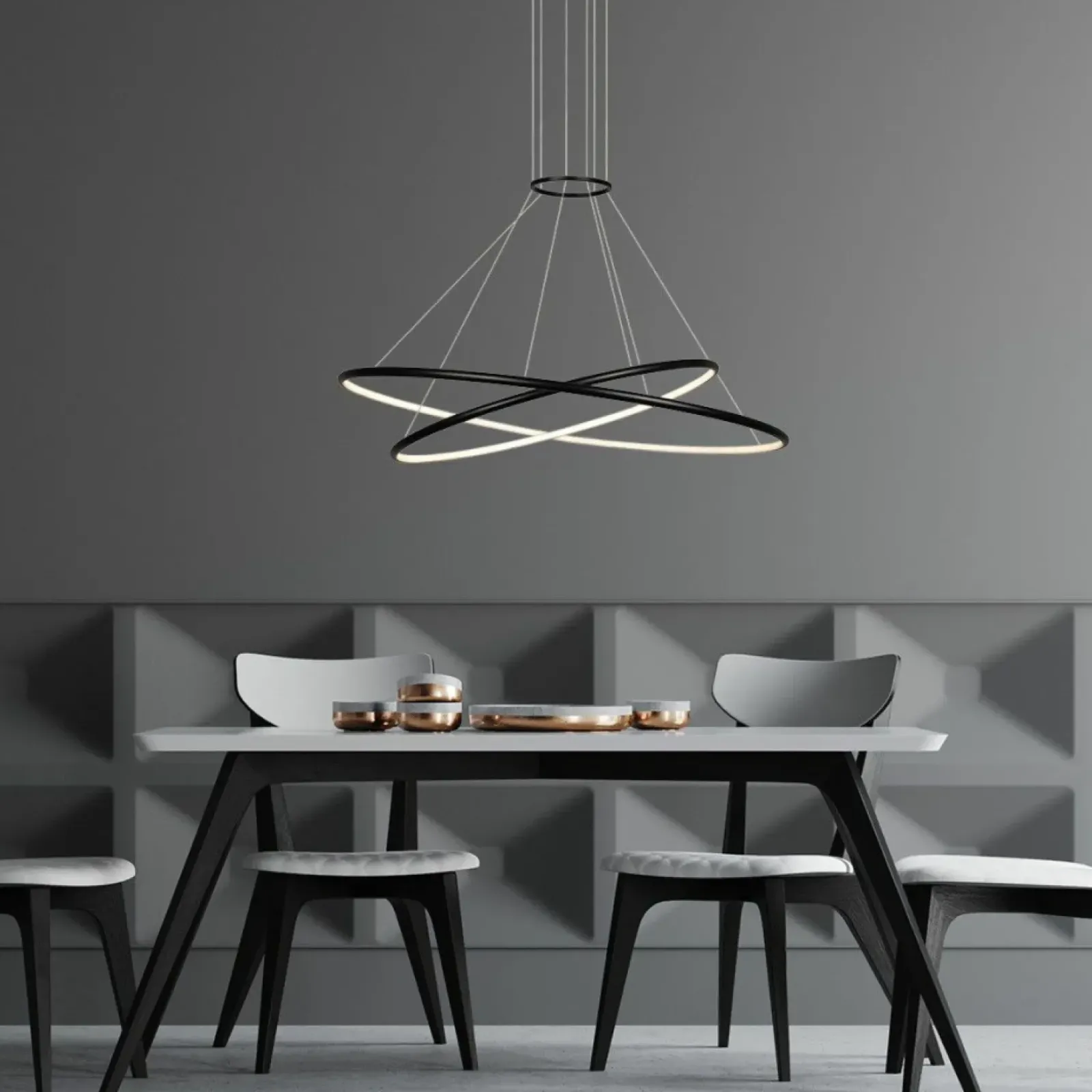 Sklep Kaja Geometryczna lampa wisząca LED LP-940/2P 4BK HALIFAX | Kaja Clearance
