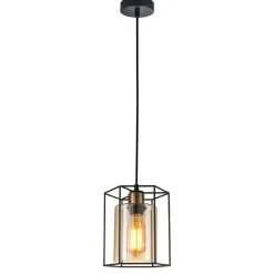 Sklep Kaja Geometryczna lampa wisząca PND-78901-1-BK+AMB KALULA | Kaja Hot