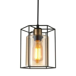 Sklep Kaja Geometryczna lampa wisząca PND-78901-1-BK+AMB KALULA | Kaja Hot