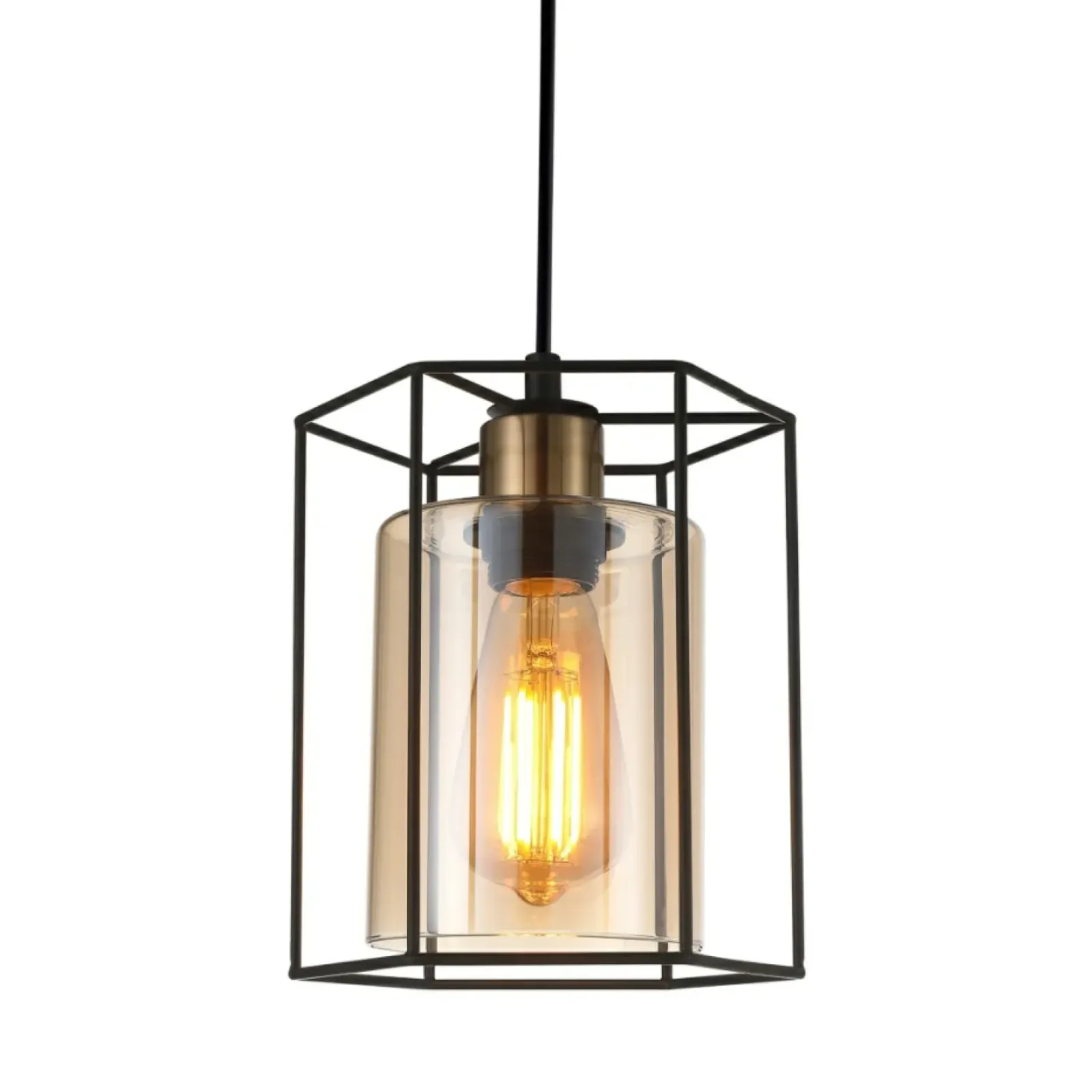 Sklep Kaja Geometryczna lampa wisząca PND-78901-1-BK+AMB KALULA | Kaja Hot