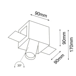 Sklep Kaja Geometryczna lampa wpustowa z czarną tubą ANT 3036 YAMATO | Kaja* Oprawy Podtynkowe
