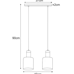 Sklep Kaja Grafitowa lampa wisząca, dwa szklane klosze K-5251 z serii BRUS Clearance