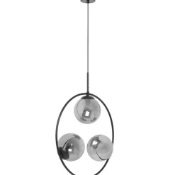 Sklep Kaja Grafitowa lampa wisząca, pionowy okrąg z kloszami K-5113 z serii DAVOS New