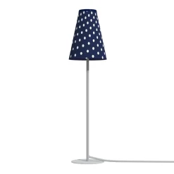 Sklep Kaja Granatowa lampa stołowa z kropkami na abażurze 8076 | Kaja Oświetlenie* Lampki Stołowe Z Abażurem|Tradycyjne Lampki Stołowe