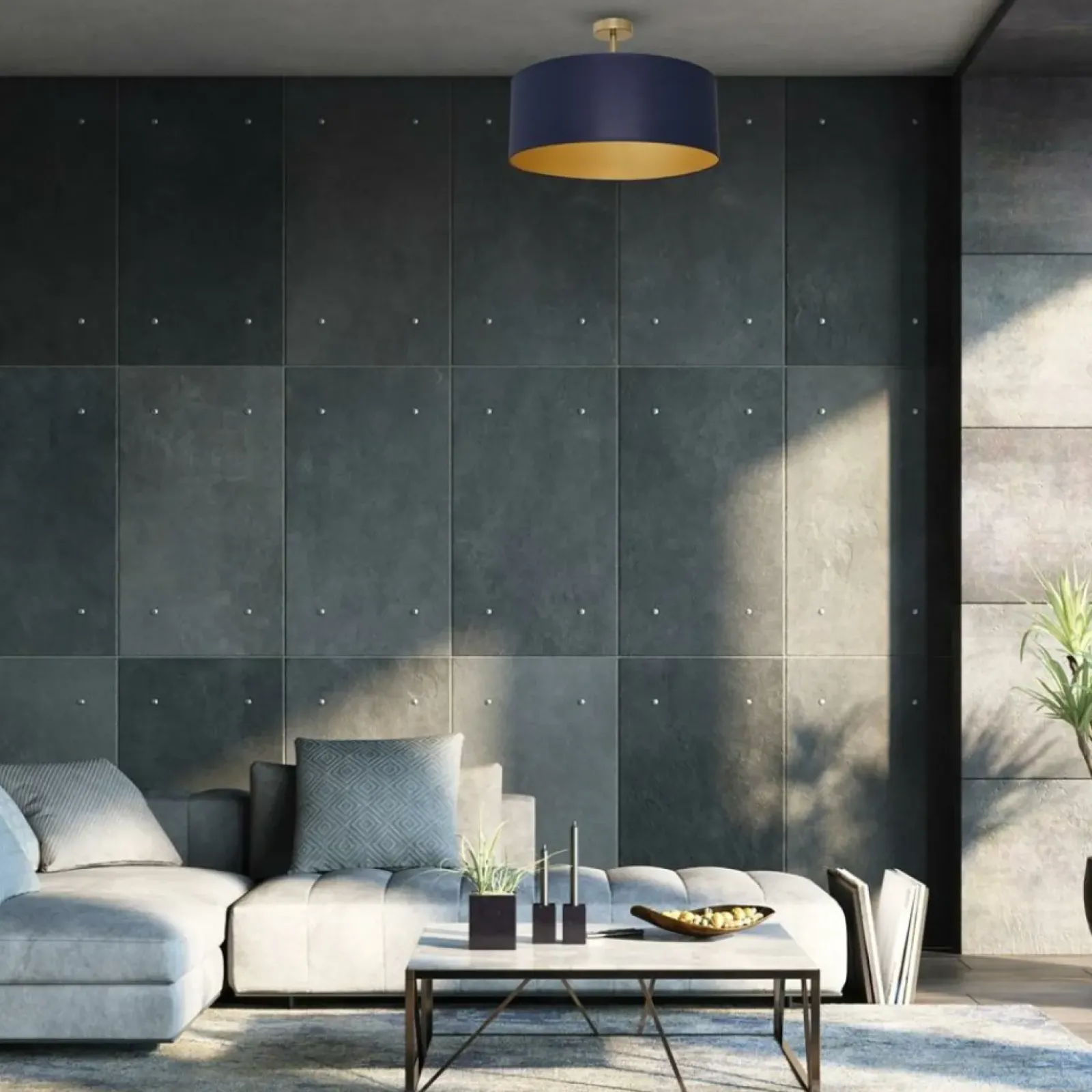 Sklep Kaja Granatowo-złota lampa sufitowa, abażur MLP6457 z serii BEN | Kaja Oświetlenie Shop