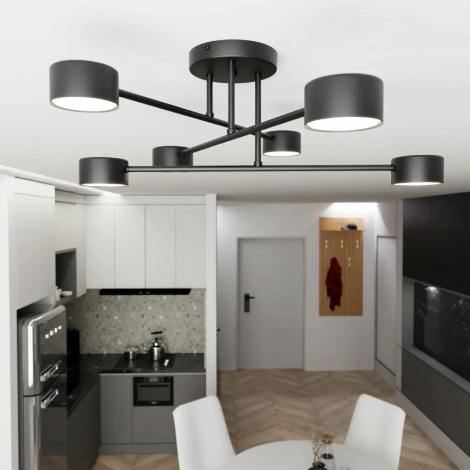 Sklep Kaja Industrialna, czarna lampa sufitowa 1355/6 HALO 6 BLACK | Kaja czarny Online