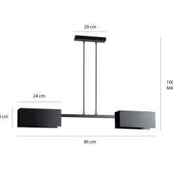 Sklep Kaja Industrialna, dwukierunkowa, czarna lampa wisząca 633/2 TOLOS | Kaja Cheap