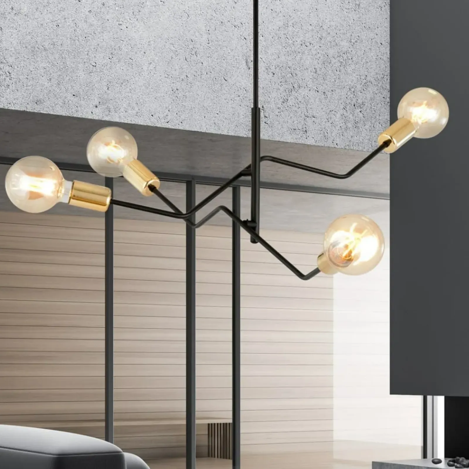 Sklep Kaja Industrialna lampa sufitowa ze złotymi oprawkami 1125/4 BOLT | Kaja czarny Online