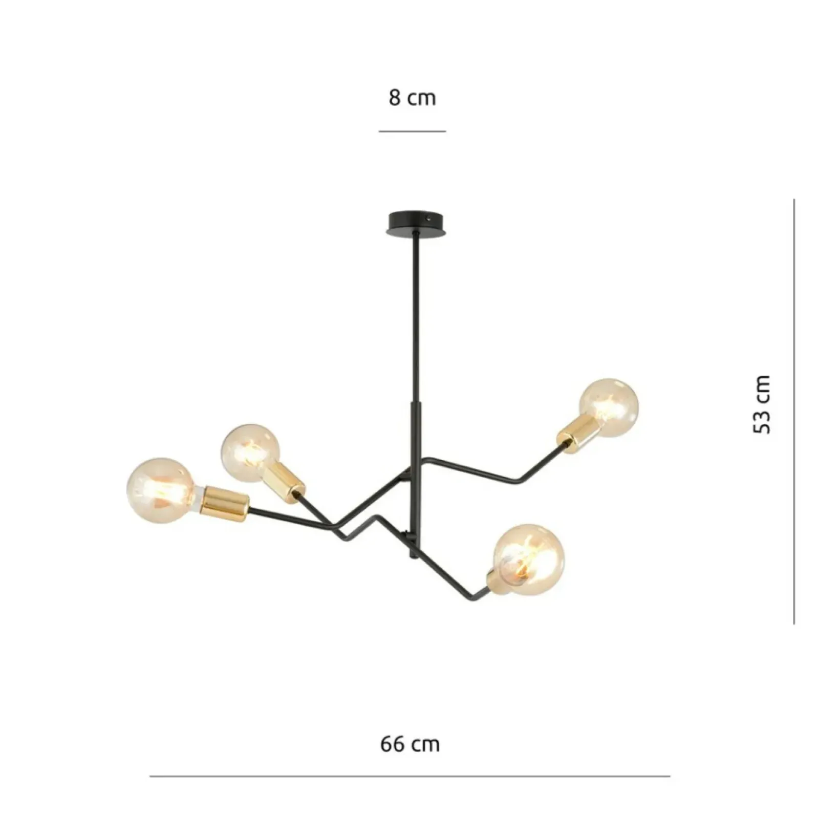 Sklep Kaja Industrialna lampa sufitowa ze złotymi oprawkami 1125/4 BOLT | Kaja czarny Online