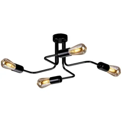 Sklep Kaja Industrialna lampa sufitowa bez kloszy K-3892 SKADI | Kaja Oświetlenie czarny Discount