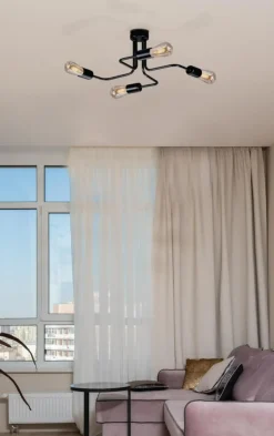 Sklep Kaja Industrialna lampa sufitowa bez kloszy K-3892 SKADI | Kaja Oświetlenie czarny Discount