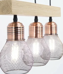Sklep Kaja Industrialna lampa wisząca z drewnem 1998/3 WD EDISON | Kaja Cheap