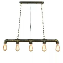Sklep Kaja Industrialna lampa wisząca nad stół ABR-LLRR-5XE27 TUBO RETRO | Kaja ciemnamiedź Best Sale