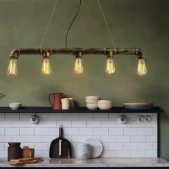 Sklep Kaja Industrialna lampa wisząca nad stół ABR-LLRR-5XE27 TUBO RETRO | Kaja ciemnamiedź Best Sale