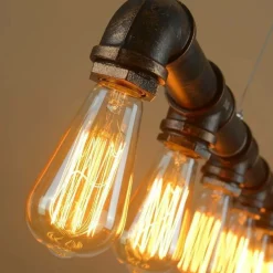 Sklep Kaja Industrialna lampa wisząca nad stół ABR-LLRR-5XE27 TUBO RETRO | Kaja ciemnamiedź Best Sale