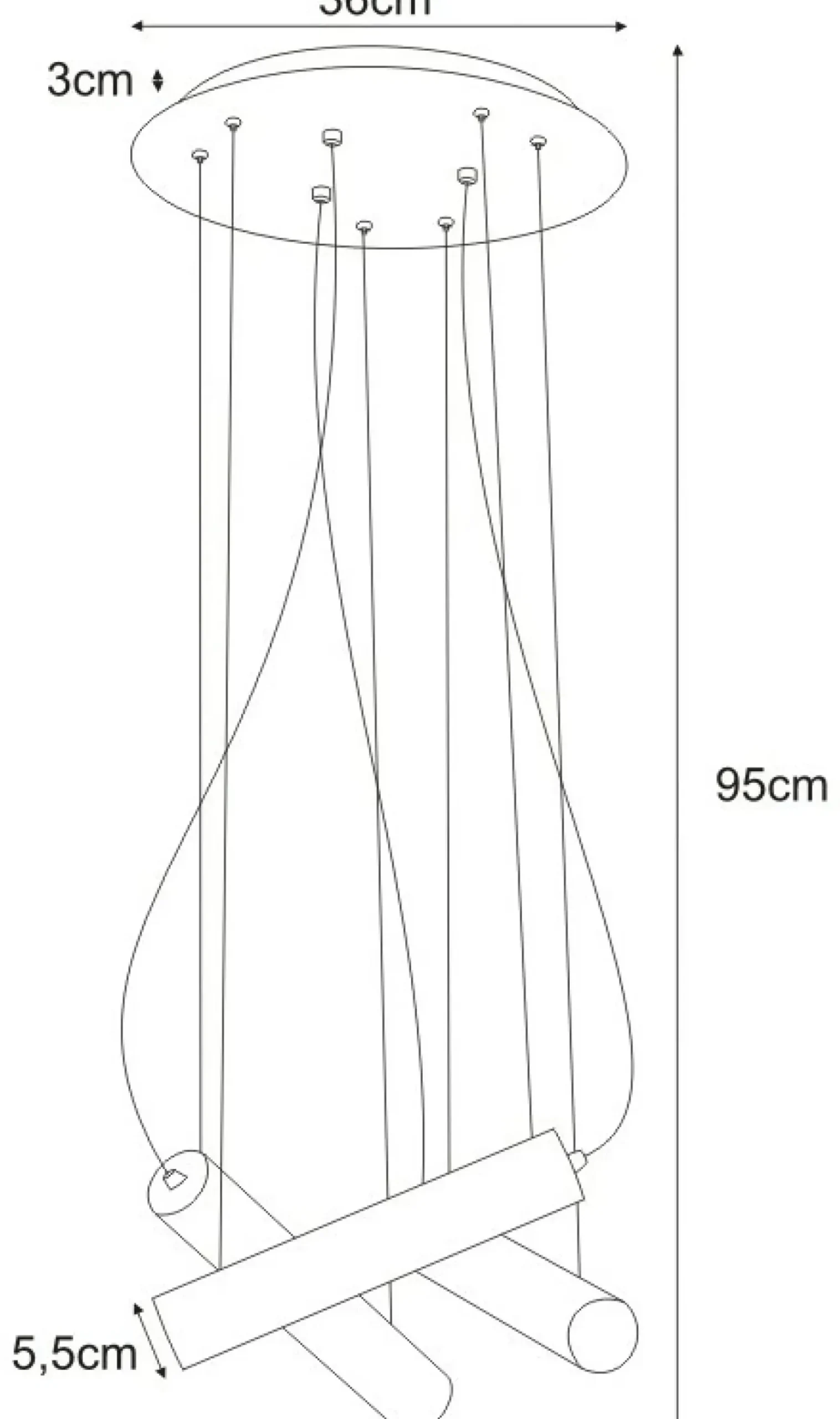 Sklep Kaja Industrialna lampa wisząca z tubami K-4401 MILE BLACK | Kaja czarny Discount