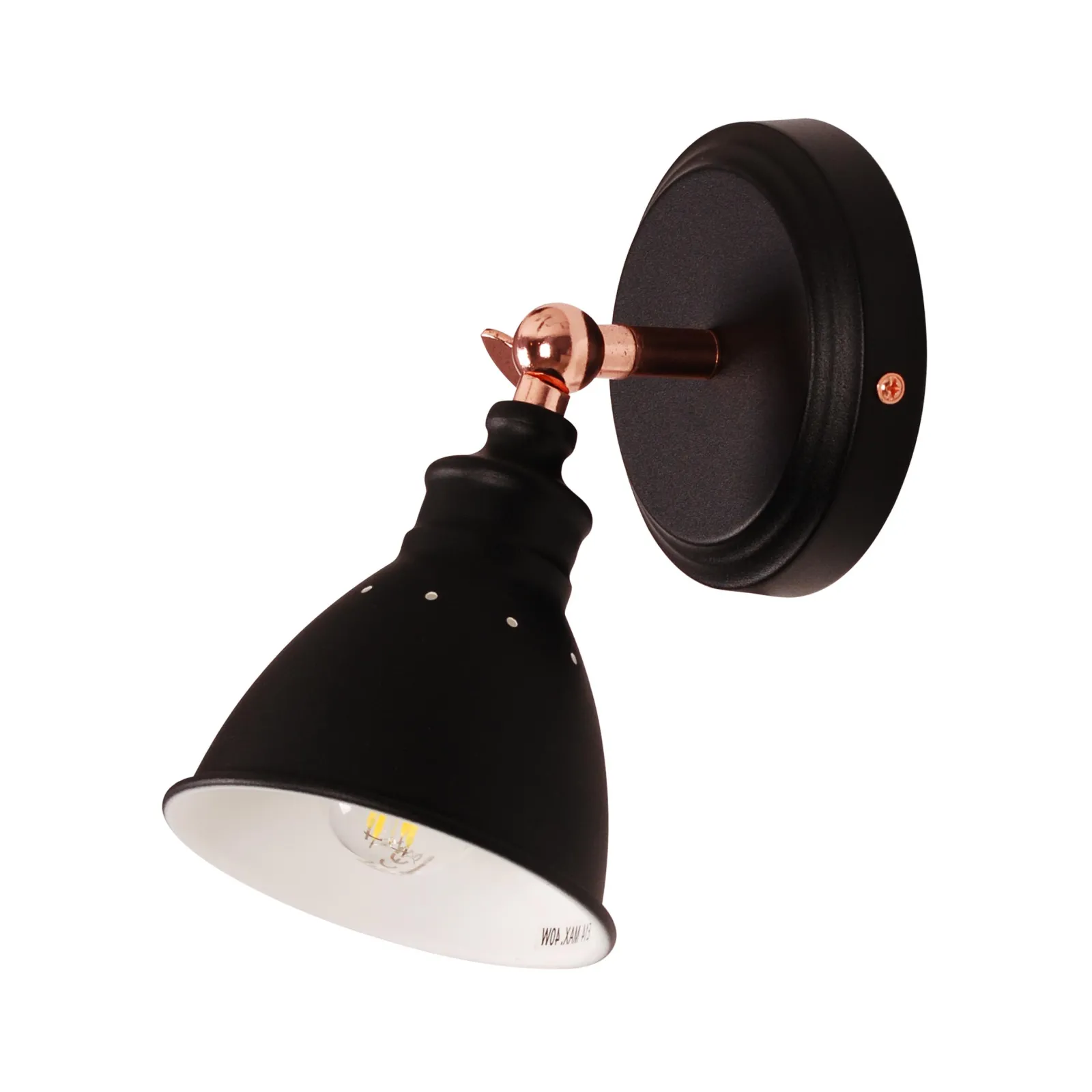 Sklep Kaja Industrialny reflektor ścienny K-8005W-1 BK WATSO BLACK | Kaja* Kinkiety Z Regulacją Ustawienia