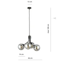 Sklep Kaja Industrialny zwis z lustrzanymi kloszami 1140/4 NOVA | Kaja Sale