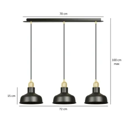 Sklep Kaja Industrialny zwis ze złotymi dodatkami 1042/3 IBOR | Kaja Oświetlenie czarny Outlet