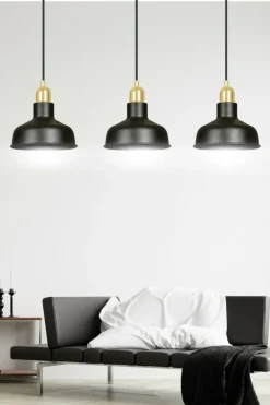 Sklep Kaja Industrialny zwis ze złotymi dodatkami 1042/3 IBOR | Kaja Oświetlenie czarny Outlet